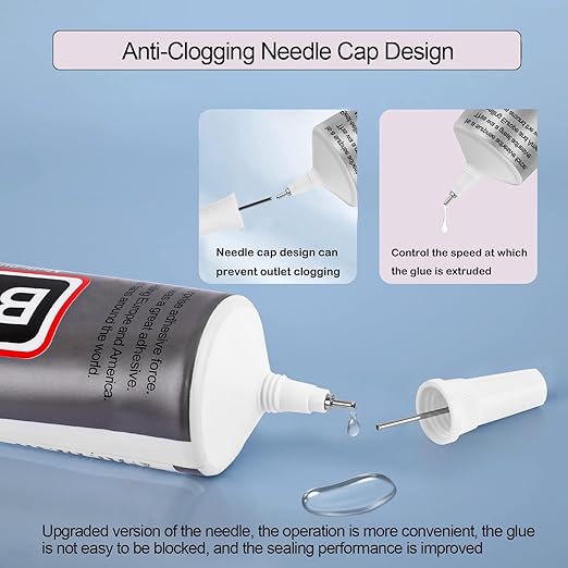 3 PCS 110ml B7000 Glue Clear with Precision Tip, B7000 Rhinestone Glue Set, Craft Glues with 5-Point Pen Tool, Crayon, and Tweezers, Fabric Glues is Used for Nails, Jewelry, Shoes, Fabrics
