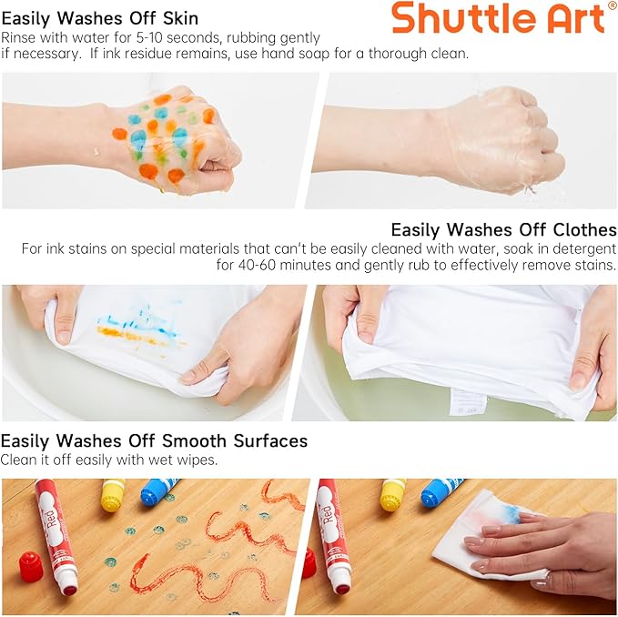 Shuttle Art Dot Markers, 30 Colors Washable for Toddlers with Free Activity Book, Bingo Daubers Supplies for Kids Preschool Children, Non Toxic Water-Based Dot Art Markers
