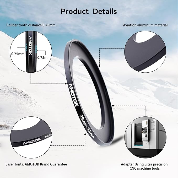 39mm Lens to 52mm Camera Lens Adapter,39mm to 52mm Filter Step up Ring Adapter Ring,Compatible All 52mm Filter Accessory