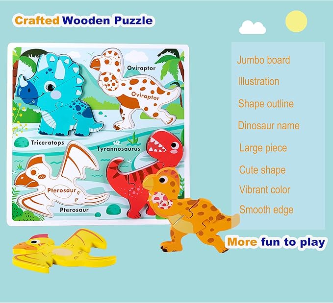 Wooden Toddler Puzzles Age 2-3,Montessori Toys for 2 3 Years Old Boys Girls, Jungle Puzzles for Toddlers 2-4, Toddler Toys Educational Learning Gifts for 2-3