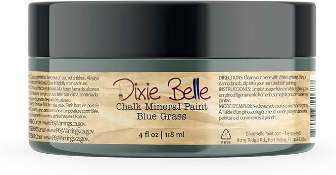 Dixie Belle Paint Company Chalk Finish Furniture Paint – Blue Grass (4oz) – Matte Chic Chalk Mineral DIY Furniture Paint
