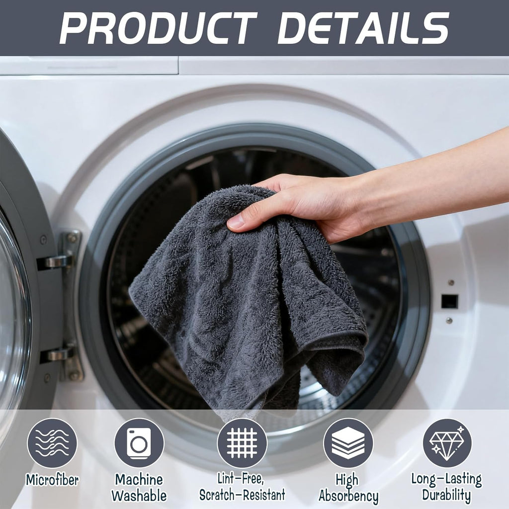 4 Pack Extra Large Microfiber Cleaning Cloths 20"x30", Lint-Free Reusable Towels for Home, Glass, Windows, Office, Kitchen, Bathroom – Gray