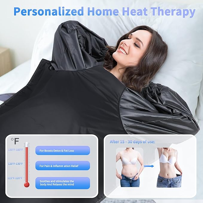 Sauna Blanket,Portable Infrared Sauna Blanket for Home,Detox Your Body and Mind Sauna Blanket,30-60 Minutes Timer, Durable Waterproof