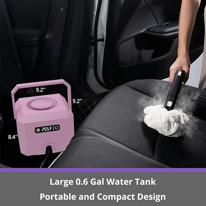Steam Cleaner: 1650W, Fast 50-Sec Heat-Up-21-Piece Kit Refill Anytime-No Cooling-Detachable Hose Steamer Mop for Home Use Car Bed Furniture Bathroom Tile Grout Floor Cleaning And More Pink