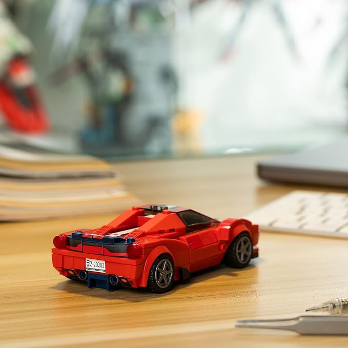 Block Builder Ferrari F8 Racing Car Building Block Set (306 Pieces). Racing Car Building Blocks for Kids and Adults