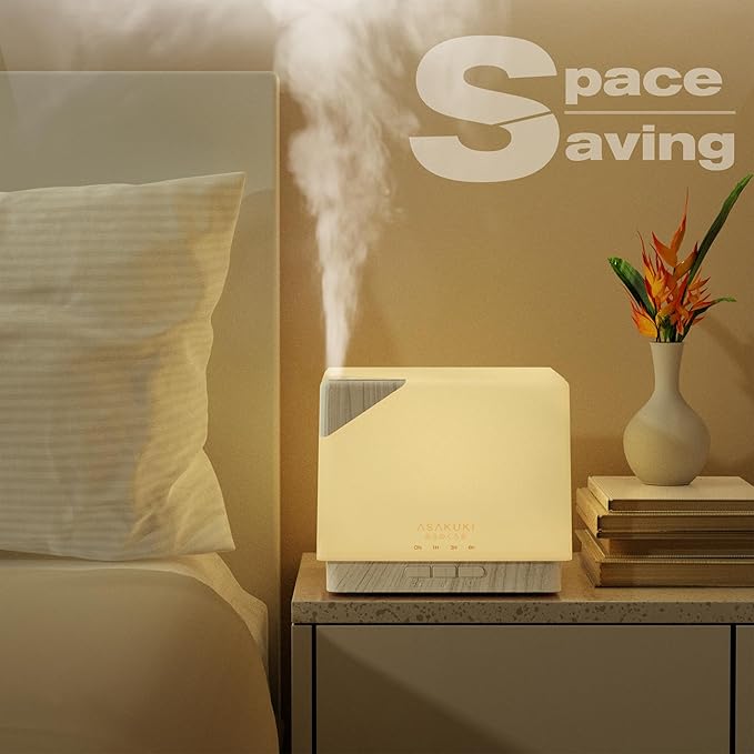 ASAKUKI 700 ml Premium Essential Oil Diffuser, 5 in 1 Ultrasonic Aromatherapy Fragrant Oil Vaporizer Humidifier, Timer and Auto-Off Safety Switch, 7 LED Light Colors