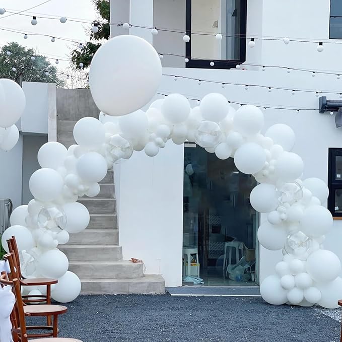 140pcs White Round Balloons Different Sizes 18 12 10 5 Inch Latex Balloons for Arch Decoration Party Balloon Kit for Graduation Birthday Party Wedding Balloon Baby Shower Decoration
