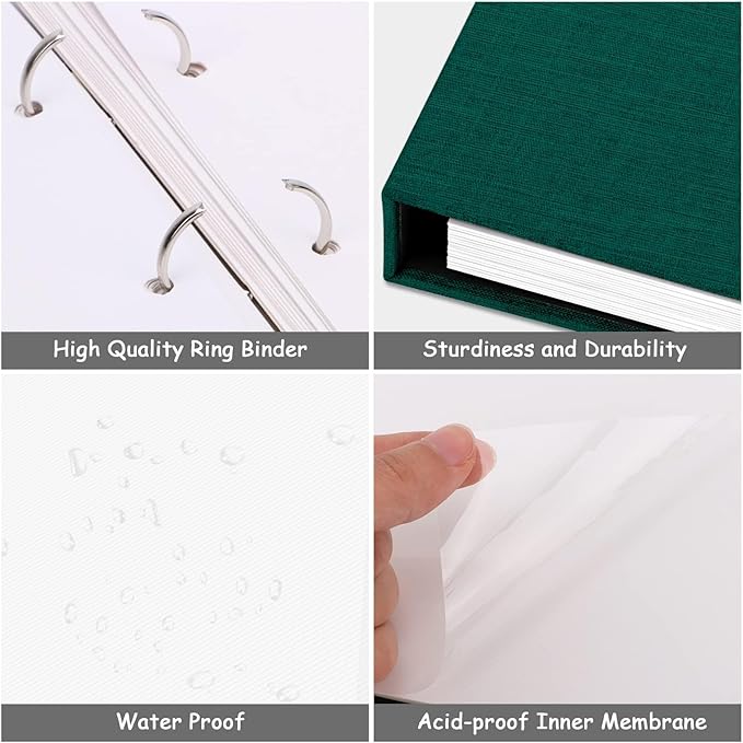 Zesthouse Photo Album Self Adhesive with Picture Display Window, 3-Ring Scrapbook Albums 60 Pages Holds 8x10 5x7 4x6 Photos, DIY Photo Book Ideal Gift for Family Wedding Baby