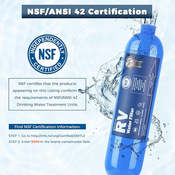 SheeChung RV Water Filter 2Pack with Flexible Hose Protector, NSF Certified, Inline Hose Water Filter for RV, Boat, Campsite – Reduces Odors, Bad Taste, Chlorine, Rust
