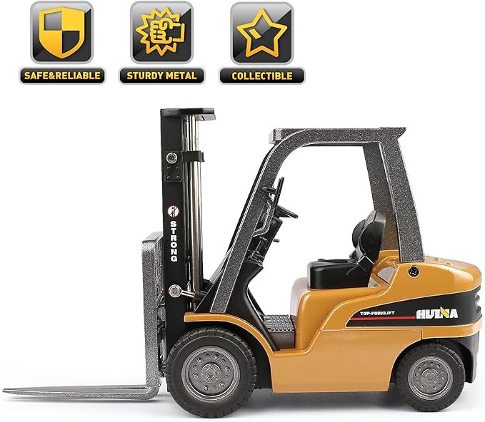 duturpo 1/50 Scale Diecast Forklift Truck Toys, High Detail Metal Construction Vehicles Model Toy for Kids (Forklift)