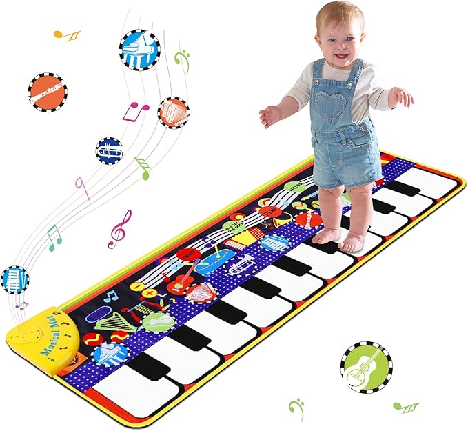 Musical Piano Mat for Toddlers - 28 Music Sounds Floor Piano Keyboard Dance Playmat - Toy & Gift for Kids 1-5 Years Old Boys Girls