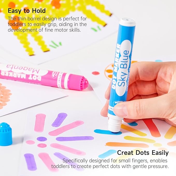 Shuttle Art Washable Dot Markers 36 Colors with Free Activity Book, Fun Art Supplies for Kids Toddlers and Preschoolers, Non Toxic Water-Based Paint Daubers, Dot Art Markers
