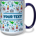 Personalized Mug for Kids - Princes - Custom Name/Text, Ceramic Hot Chocolate/Cocoa/Coffee Cup for Boys, Birthday/Christmas/Holiday Gift - 15 oz, Navy Blue Handle