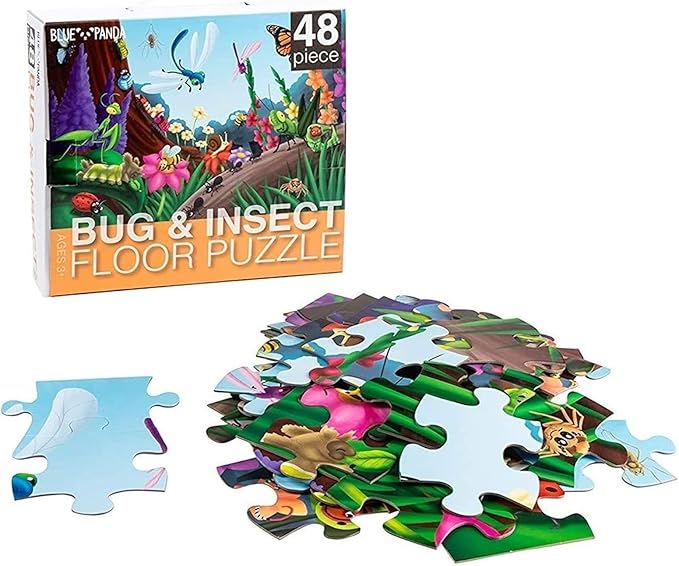 BLUE PANDA Preschool Learning Giant Floor Activity Set - 48-Piece, 2 ft x 3 ft, Multicolor - Bugs & Insects Theme & Skill Building for Toddler Learning