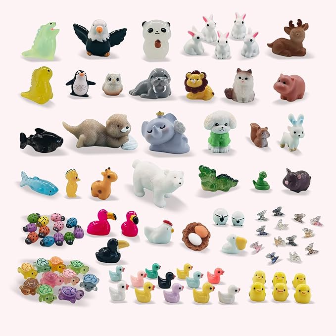 90 Pcs Mini Resin Animals Tiny Resin Figurines Tiny Resin Ducks for Fairy Garden, Miniature Accessories, Crafts, and Decor