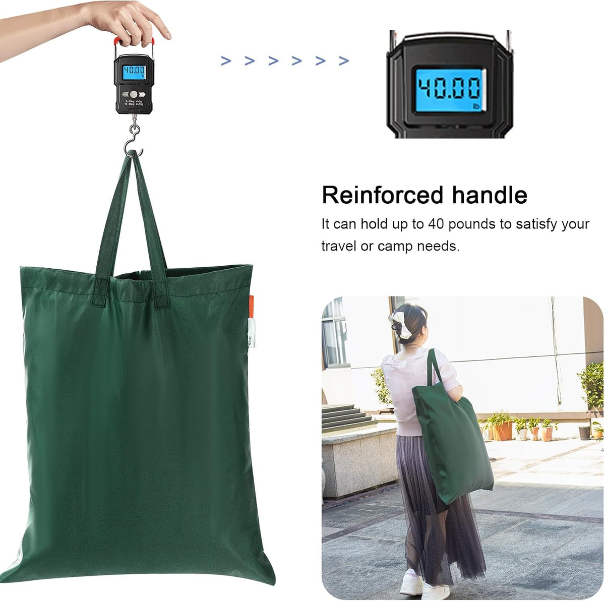 Polecasa Small Heavy Duty Laundry Bag with 130gsm Tear Resistant Fabric and Handles, Easy to Carry Durable Dirty Clothes Drawstring Bag, Perfect for College Dorm, Travel 21”x24”, Green
