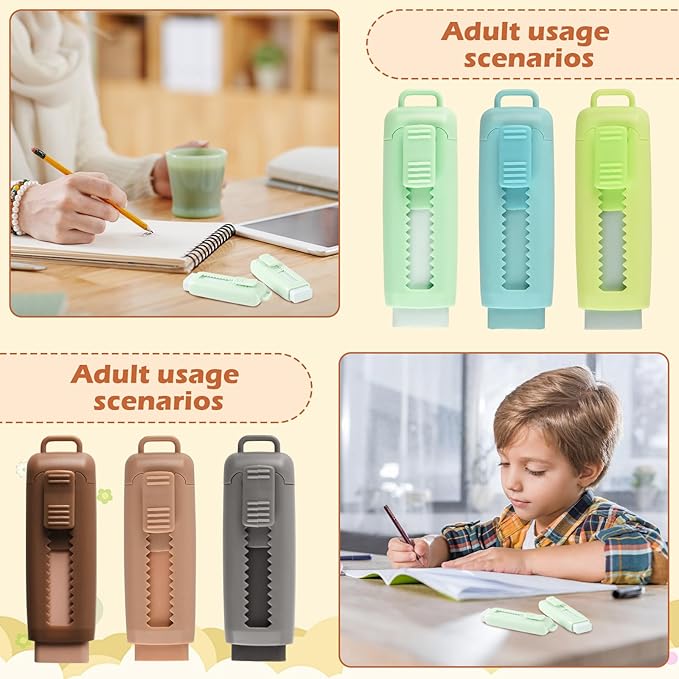 24 Pcs Cute Retractable Eraser for Pencils Cute School Supplies Kawaii Erasers for Kids Fun Cartoon Erasers Back to School Supplies Kid Party Favors Gift (Style 2)
