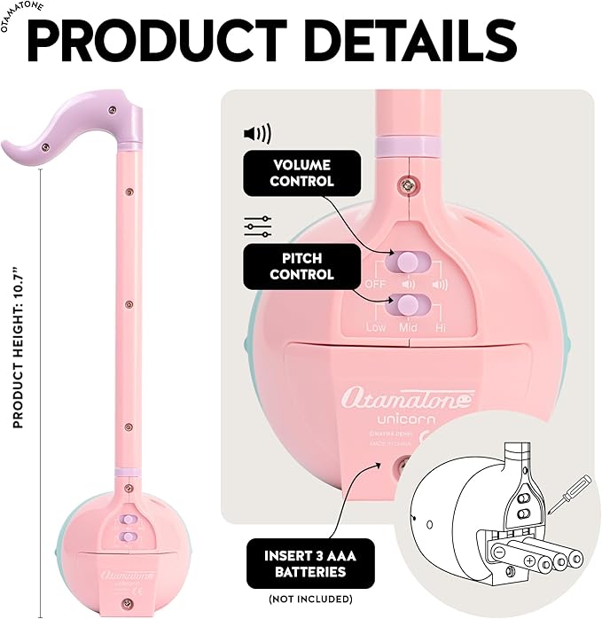 Otamatone Japanese Electronic Musical Instrument Portable Music Synthesizer from Japan by Maywa Denki Studio Award Winning Educational Fun Gift for Children, Teens & Adults - Unicorn