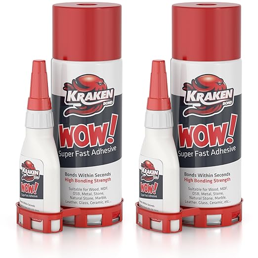 Kraken Bond Wow! CA Glue (1x3.50 oz) with Spray Adhesive Activator (1x13.50 fl oz) - Cyanoacrylate, with Activator, Fast CA Glue for Woodworking, Crazy & Craft - 1 Pack