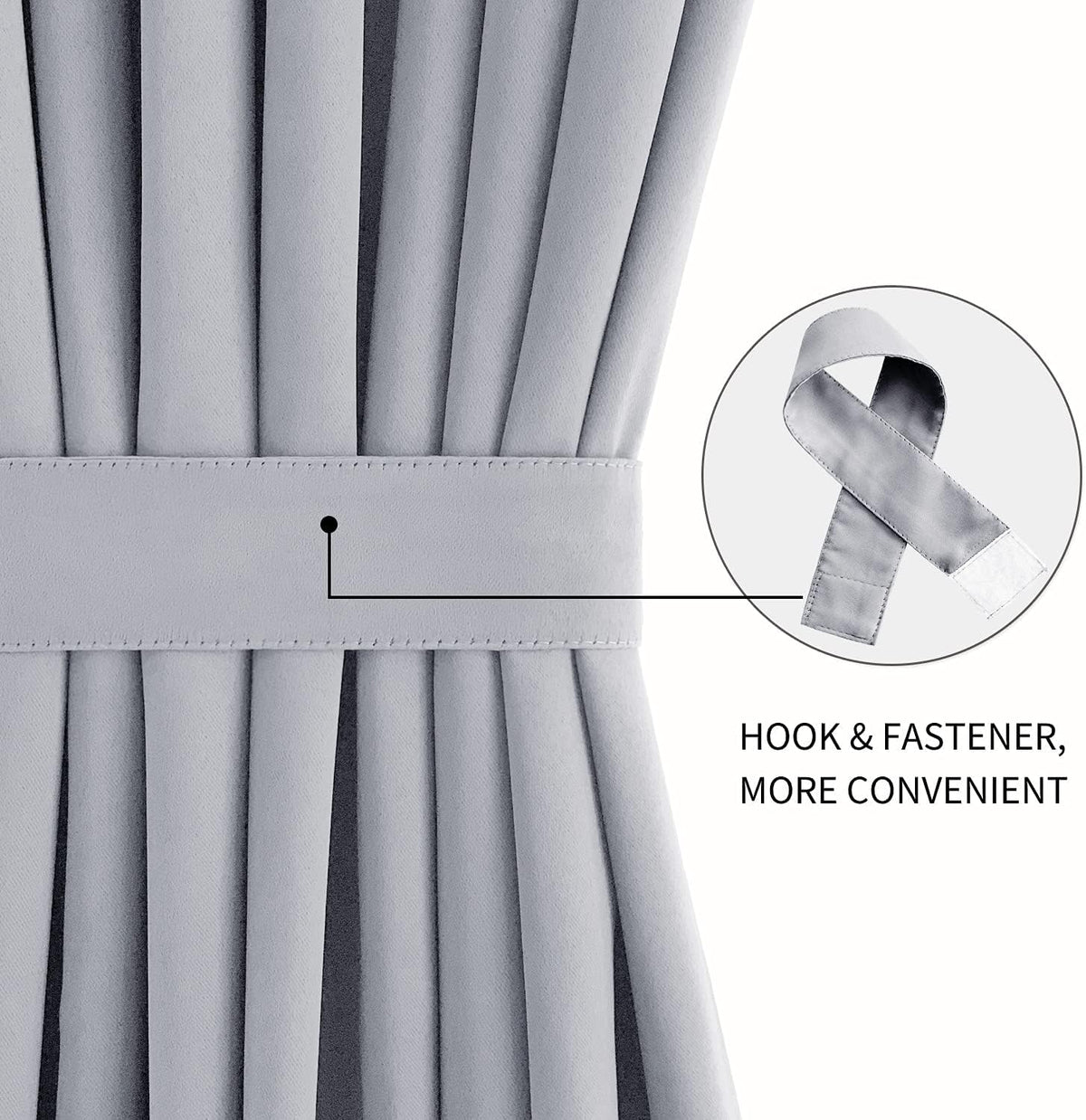 DWCN French Door Curtains – Rod Pocket Thermal Blackout Curtain for Doors with Glass Window, Kitchen and Patio Doors for Privacy, 36 X 72 Inches Long, 1 Curtain Panel with Tieback,Silver Grey