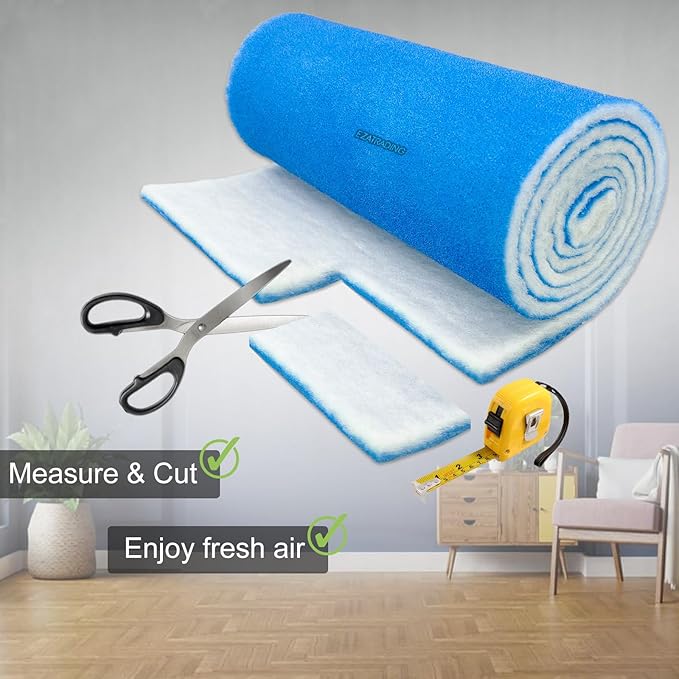 Premium Air Vent Polyester Filter Roll MERV 8 HVAC Furnace Filters Cut to Fit for Floor Registers, RV, AC, Ceiling, Grilles and Wall HVAC Furnace Vents (16" x 90")