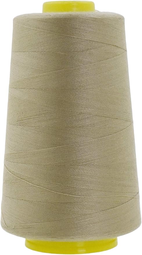 Mandala Crafts 4 Pack of Serger Threads Cones Spools - 20S/2 24000 Yards Polyester Beige Threads for Sergers Machine and Overlock Quilting Sewing Machine