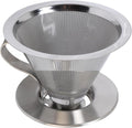 SIXRUN Portable Stainless Steel Cone Coffee Filter, Optimal Extraction for Travel, Business and Camping with 300 Mesh Filtering Capacity