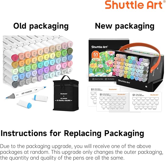 Shuttle Art Pastel Alcohol Markers Brush tip, Dual Tip Brush & Fine Tip Art Marker Set, 50 Colors plus 1 Blender Marker Pens with Case Perfect for Illustration Kids Students Adults Coloring Sketching