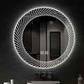 31.5 Inch LED Round Bathroom Mirror,Wall Mounted Multifunction Bathroom Vanity Mirror with Led Three-Color Light and Demister Pad, Circular Wall Mounted Vanity Mirror for Home Bathrooms,Shopping Malls