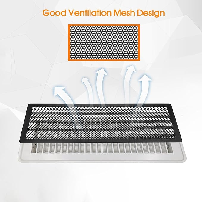 Floor Register Vent Cover, 6"x14" Magnetic Air Vent Screen Mesh Covers for Home Floor/Wall/Ceiling Registers Air Vent Filters, Black (4 Packs)