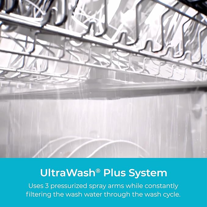 Kenmore 18" Built-in Stainless Steel Tub Dishwasher EasyFlex 3rd, SmartWash, UltraWash Plus, TurboDry, MoreSpace Adjustable Rack, Energy Star Certified, White