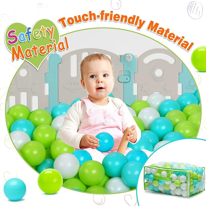 Vanland Ball Pit Balls for Baby and Toddler Phthalate Free BPA Free Crush Proof Plastic - Multicolored Pit Balls in Reusable Play Toys for Kids with Storage Bag