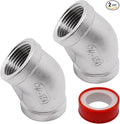 45 Degree Elbow 2PCS, 3/4" NPT Female x 3/4" NPT Female 304 Stainless Steel Pipe Fitting, Connector Coupler Apply to Outdoor/Garden/Industrial