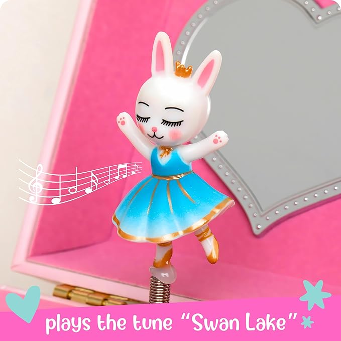 Musical Ballerina Kids Jewelry Box - Girls Jewelry Box with Mirror, Ballerina Gifts for Little Girls, Unicorn Toys for Girls Age 4-6