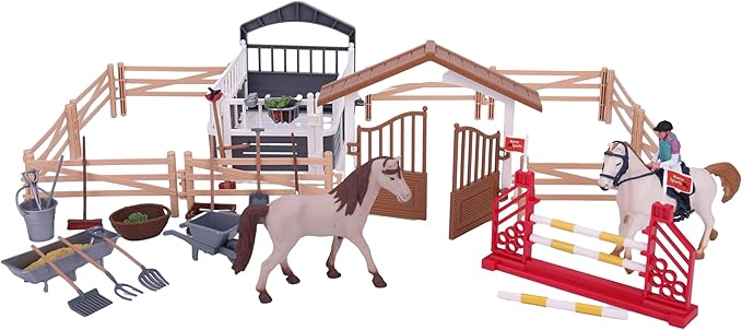 Horse Stable Playset, Pretend Play Toys Animal Toys Set for Boys and Girls 3+ Birthday Gifts