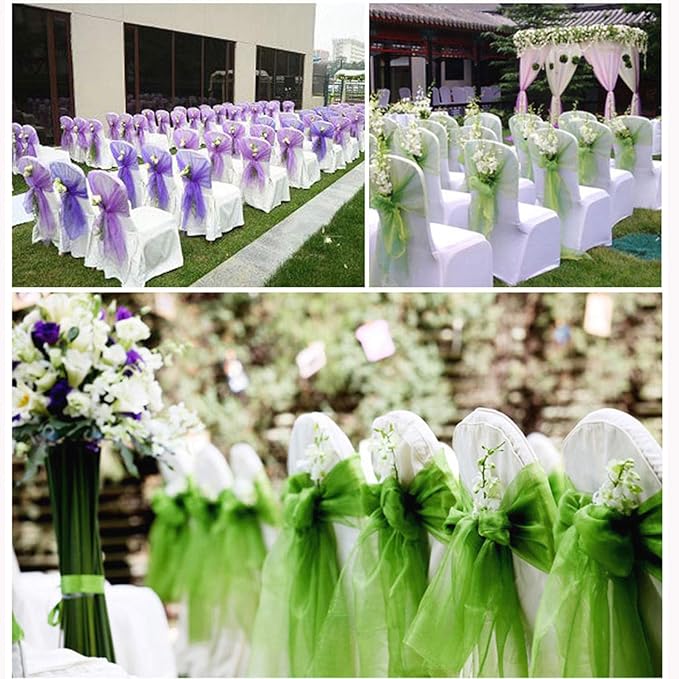 Crystal Organza Tulle Sheer Fabric Backdrop Curtains for Wedding Baby Shower Birthday Party Event Decor, 19” by 30 Yard (Green)