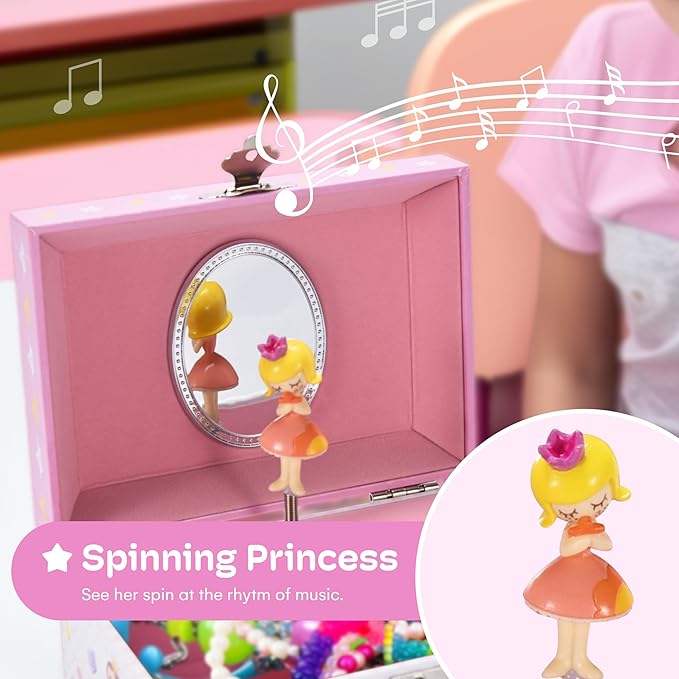 Jewelkeeper Jewelry Box for Girls - Toddler Jewlery Box - Girls Jewelry Box 6-8 - Blonde Princess Musical Jewelry Boxes, The Beautiful Dreamer Tune and Spinning Doll