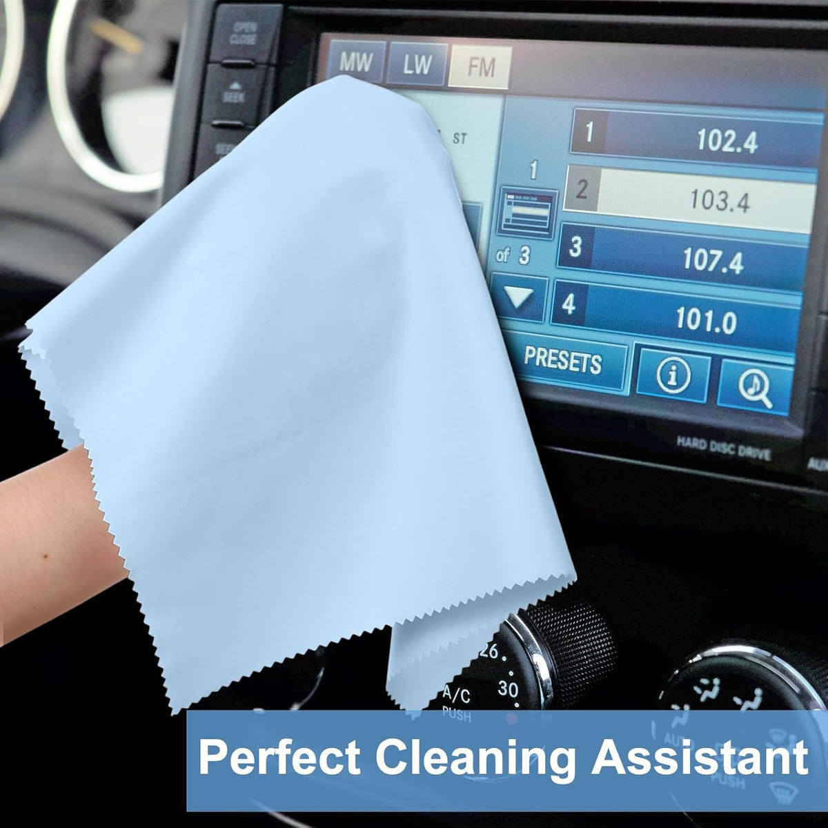 Frienda 12 Pack Large Microfiber Glass Cleaning Cloths 12 x 12 Inch Oversized Sunglasses Cleaning Cloths for Electronics Glasses Screens and Lenses (Green, Yellow, Blue, Light Gray)