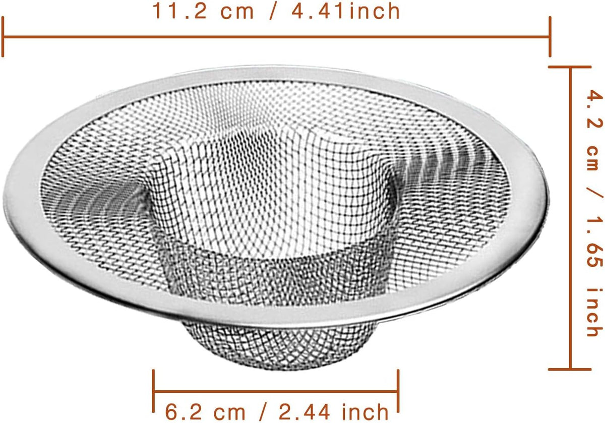 2pcs Heavy Duty Stainless Steel Slop Basket Filter Trap, 4.41" Top / 2.44" Mesh Metal Sink Strainer,Perfect for Kitchen Sink/Bathroom Bathtub Wash Basin Floor Drain Balcony Drain Hole,Utility…
