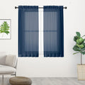 Chyhomenyc Voile Sheer Curtain Panels 45in Long 2 Pack, Short Bathroom Window Curtains for Small Window/Living Room/Guest Room/Basement, Airy Light Filtering Drapes, 42W x 45L inch, Navy Blue