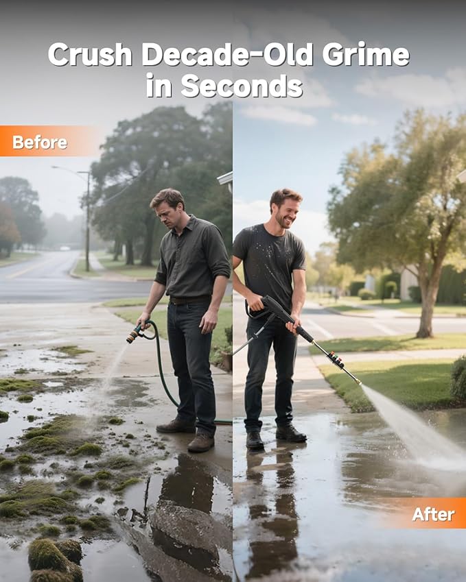 Giraffe Tools Wall Mount Pressure Washer PRO with Max 3700PSI 1.6 GPM, Upgraded 1800W Brushless Motor, Electric Power Washer with 100ft Pressure Hose, 4-Nozzles, Foam Cannon, Automatic Rewind
