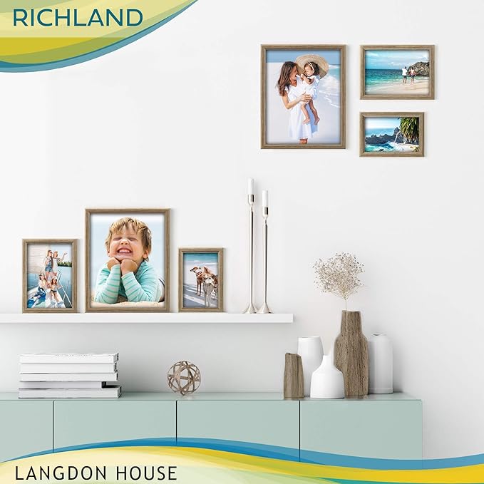 Langdon House 8x10 Picture Frames (Fawn Brown, 6 Pack) Contemporary Style Wood-Like Photo Frames, Richland Collection