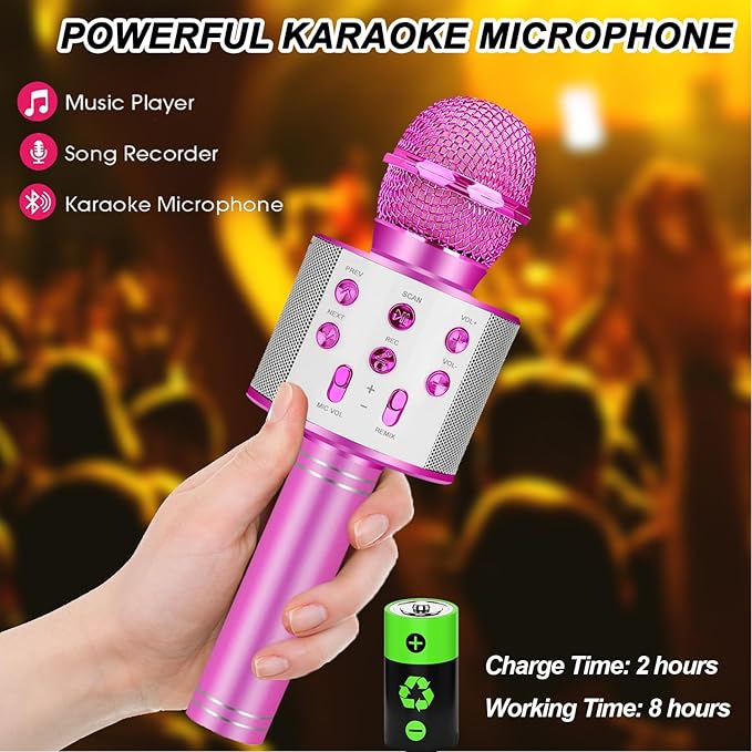 Kids Karaoke Microphone for Girl Toys: Christmas Birthday Gifts Ideas for 3 4 5 6 7 8 9 10 Year Old Girls