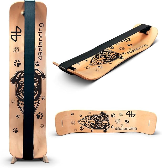 Balance Board for Kids - Slackline Wooden Wobble Board - Slackboard Balance Trainer for Coordination - Training for Skateboard, Snowboard, Football, Soccer, Baseball, Basketball