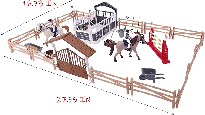 Horse Stable Playset, Pretend Play Toys Animal Toys Set for Boys and Girls 3+ Birthday Gifts