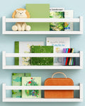 White Nursery Floating Book Shelves for Wall Set of 3, Kids Wall Shelves for Baby Room Bedroom, Modern Hanging Bookshelf for Baby Toddler Children Girls Boys Decor and Toys Books Storage