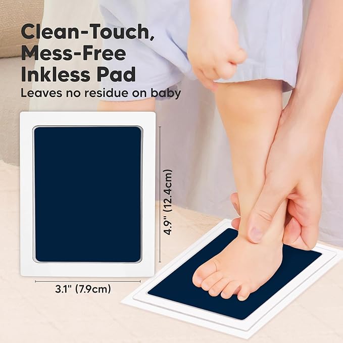 4-Pack Inkless Baby Hand and Footprint Kit - Mess Free Ink Pad for Newborn Keepsake, Dog Nose & Paw Print Kit, Clean Touch Ink Pad for Baby Hand & Footprints, Ideal New Mom Gifts (Navy, L)