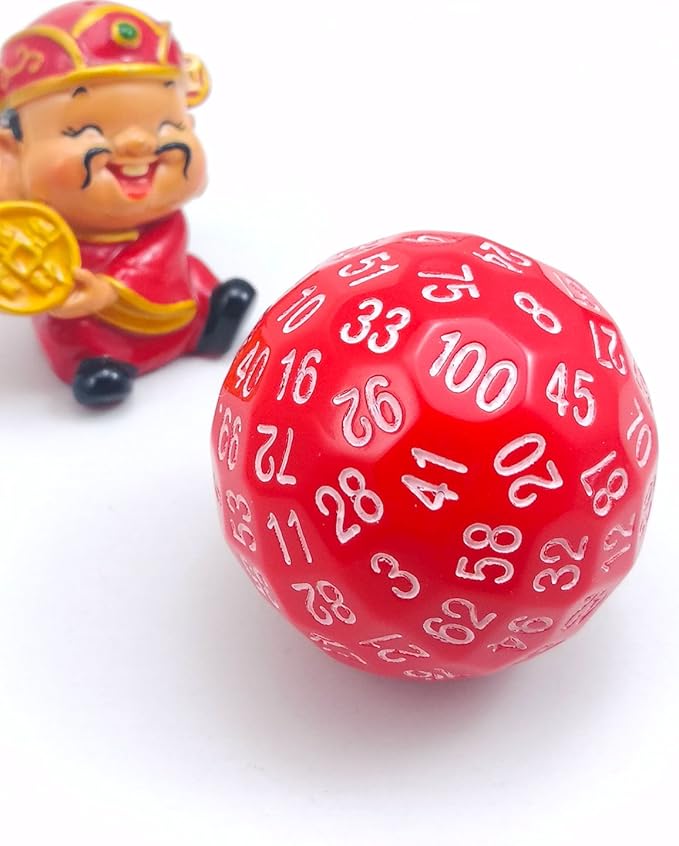 Bescon Polyhedral Dice 100 Sides Dice, D100 die, 100 Sided Cube, D100 Game Dice, 100-Sided Cube of Red Color