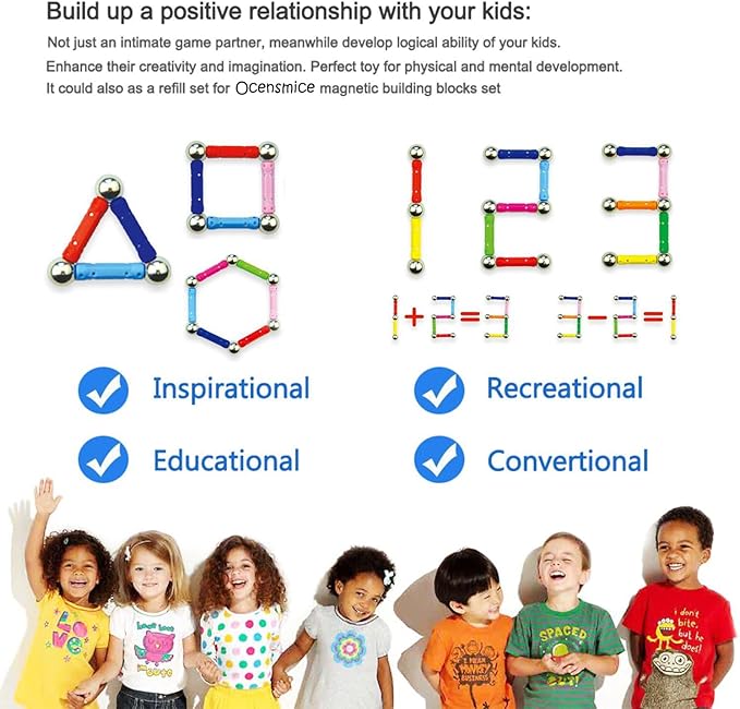 160Pcs Magnetic Building Sticks Blocks, Magnet Educational Toys STEM Toys for Kids and Adult, 3D Construction Building Toy with Storage Bag