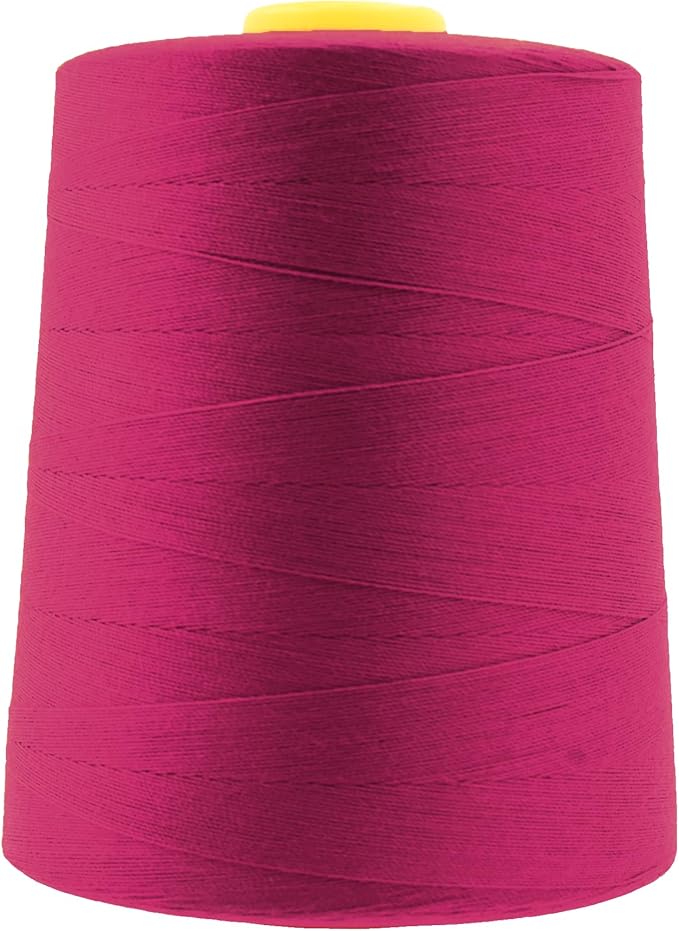 Mandala Crafts 4 Pack of Serger Threads Cones Spools - 20S/2 24000 Yards Polyester Magenta Threads for Sergers Machine and Overlock Quilting Sewing Machine